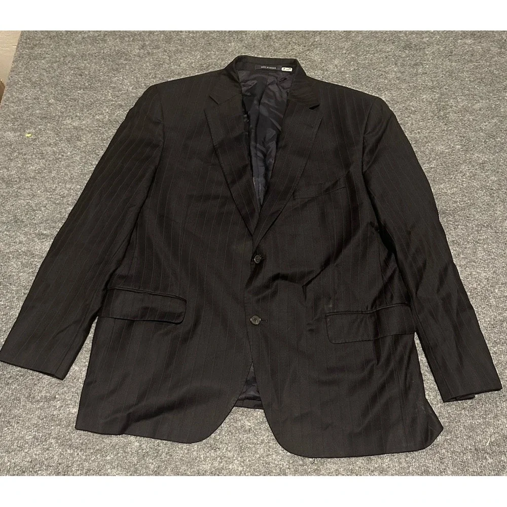 Cremiux Collection X Loro Piana Mens Black Striped Blazer 44S Wool  Super 130's